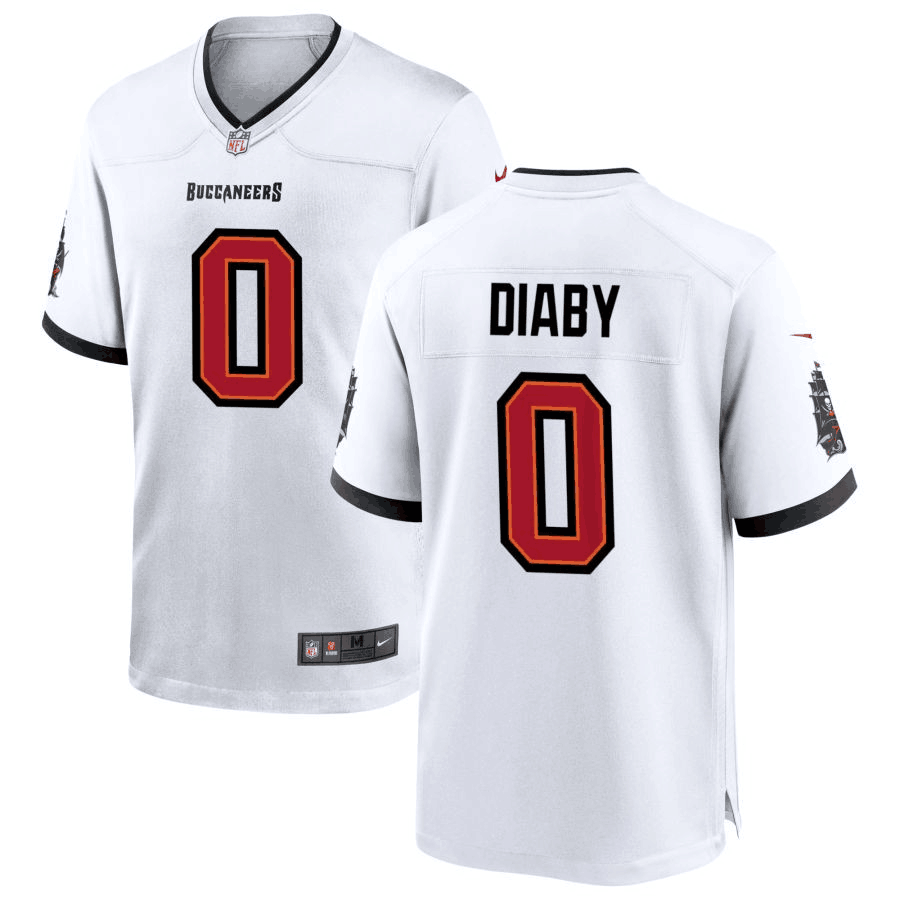 Men's Tampa Bay Buccaneers #0 Yaya Diaby White Stitched Game Jersey Men's Tampa Bay Buccaneers #0 Yaya Diaby White Stitched Game Jersey